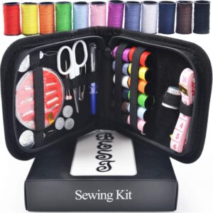 Best Sewing Kit Bundle with Scissors, Thimble, Thread, Needles, Tape Measure, Carrying Case and Accessories
